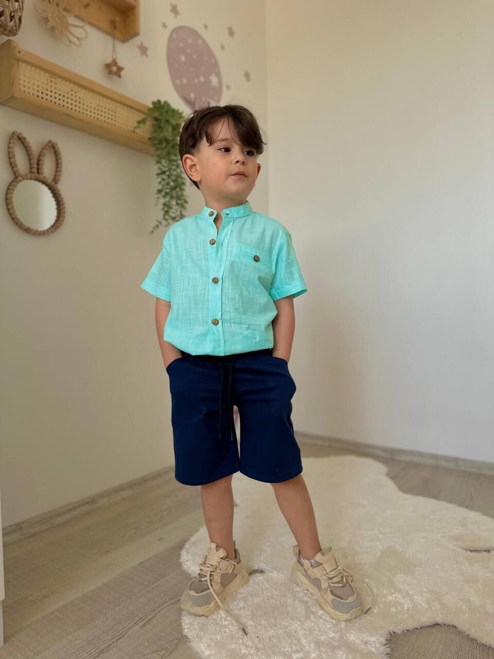 Lacivert şortlu takım