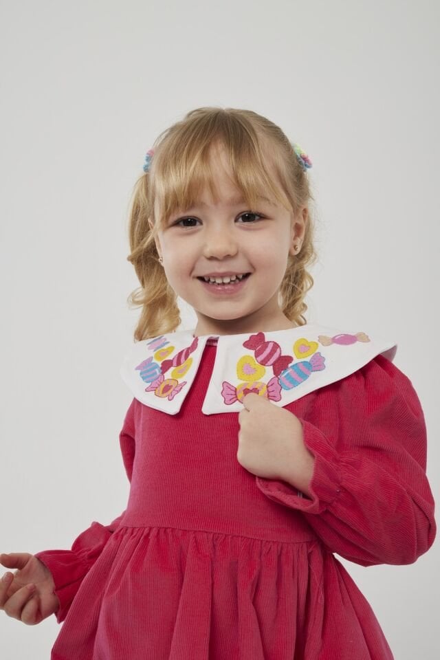 Bebe Yaka Kadife Elbise