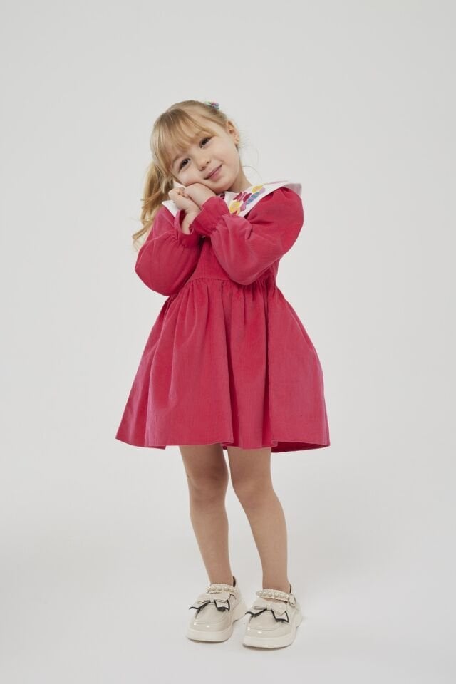 Bebe Yaka Kadife Elbise