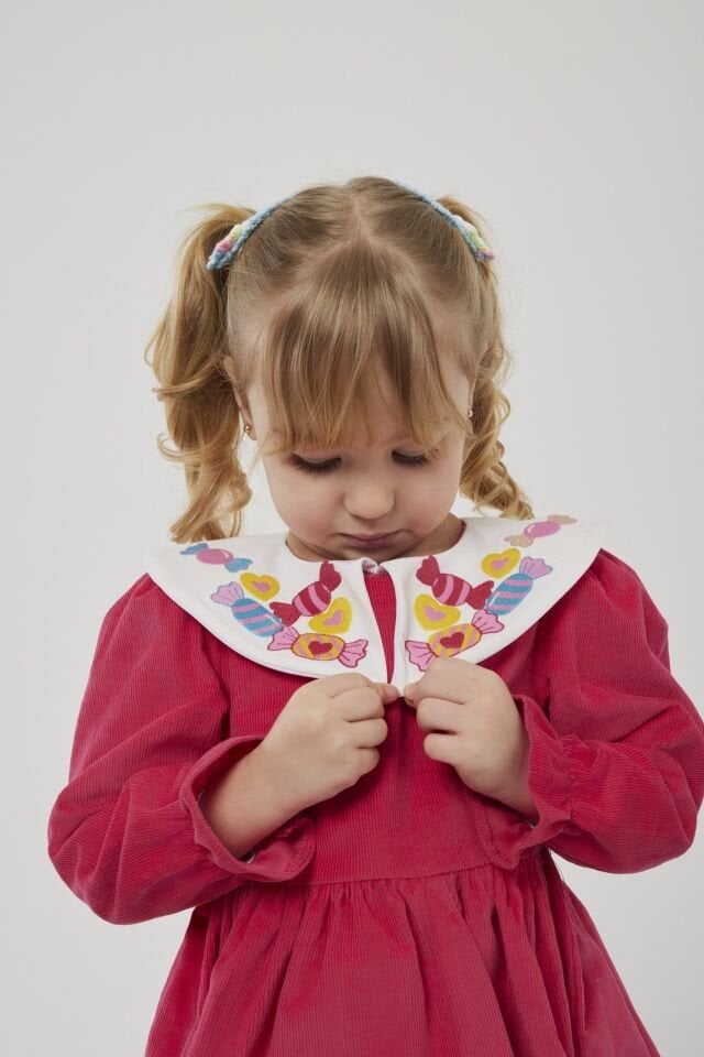 Bebe Yaka Kadife Elbise