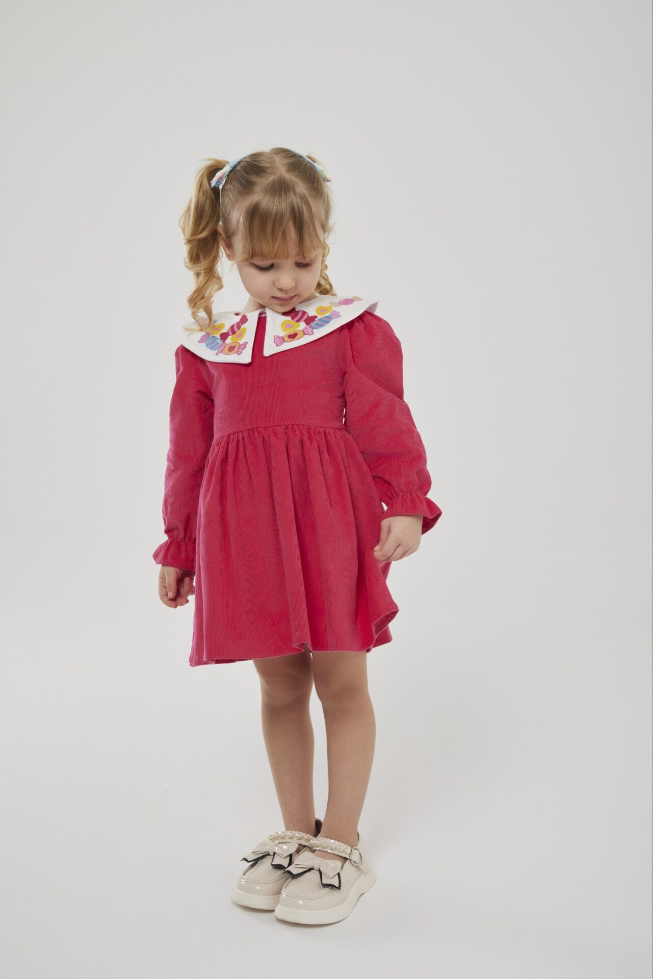 Bebe Yaka Kadife Elbise