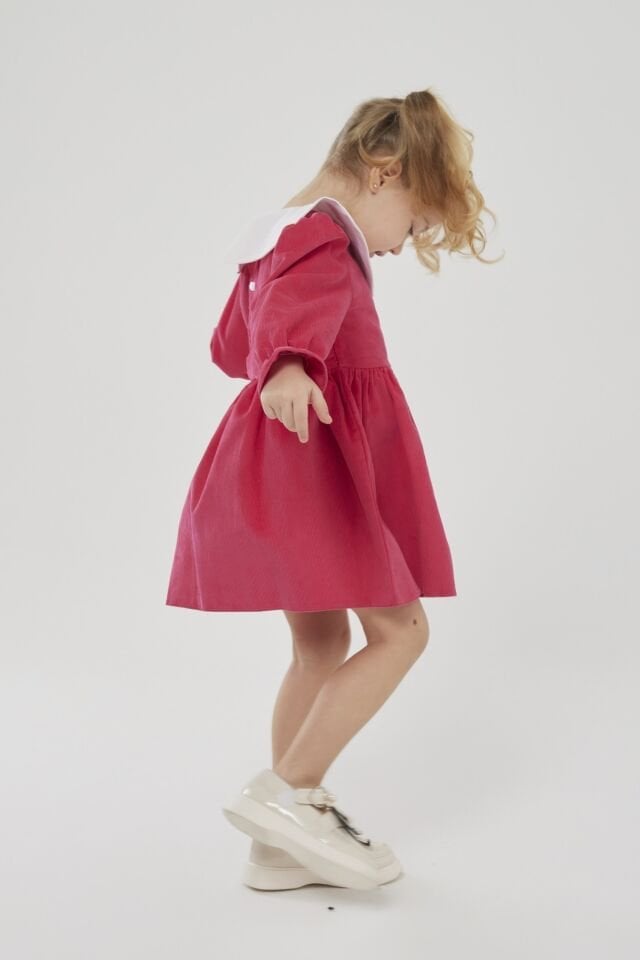 Bebe Yaka Kadife Elbise