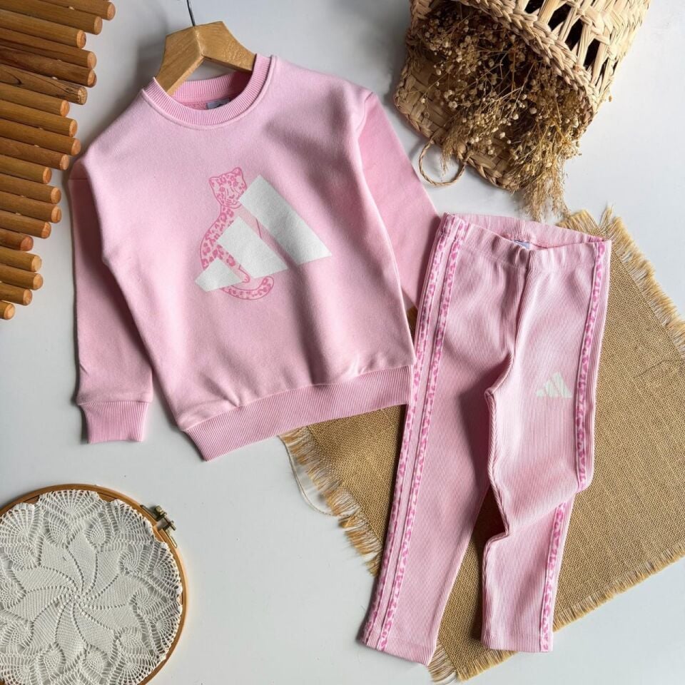 3 İplik Pembe Taytlı Takım