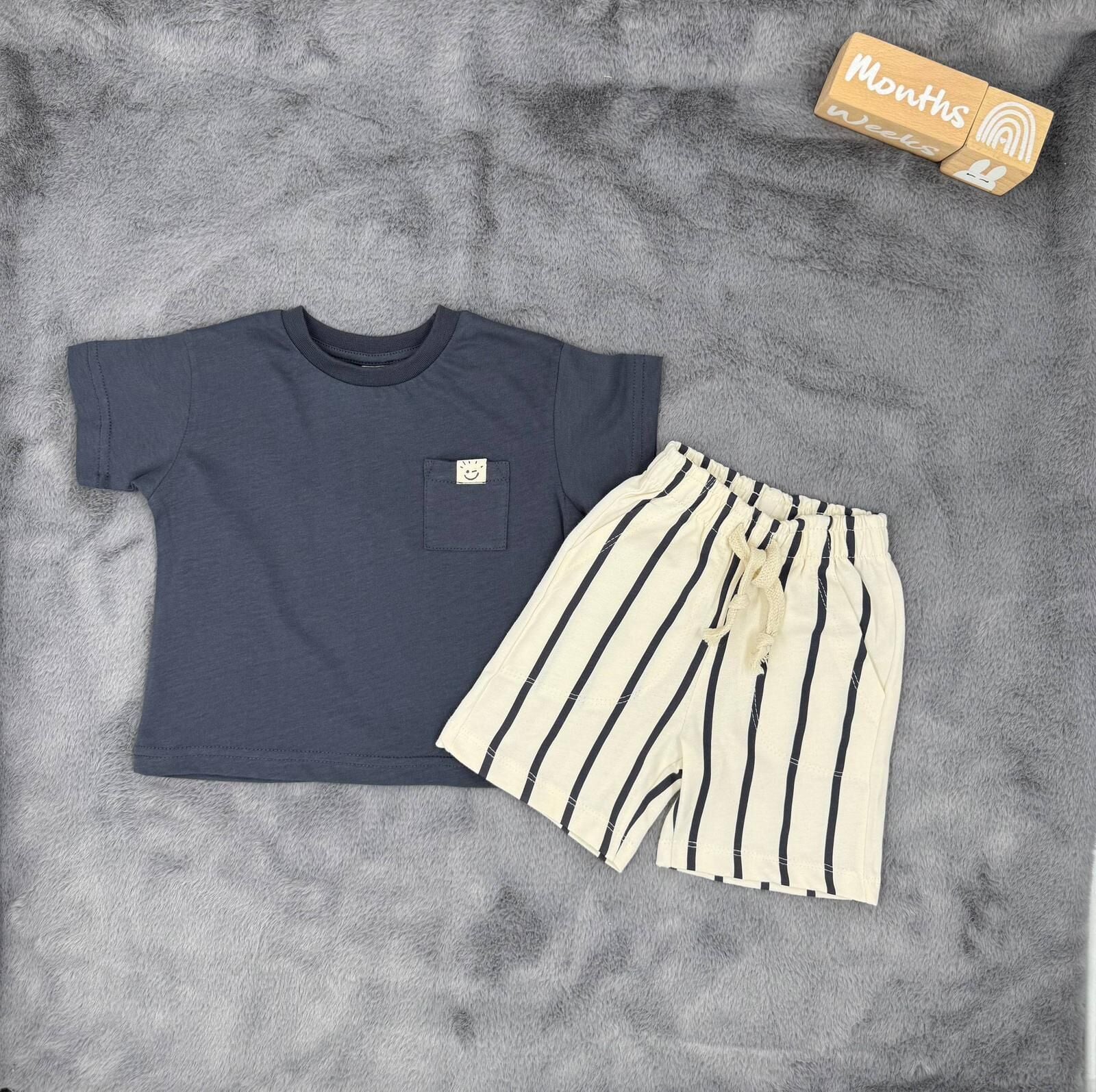 Fırçalı Kumaş Şortlu Takım