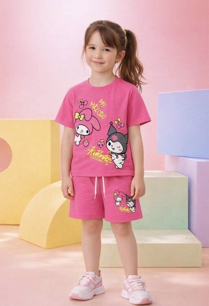 Pembe şortlu takım