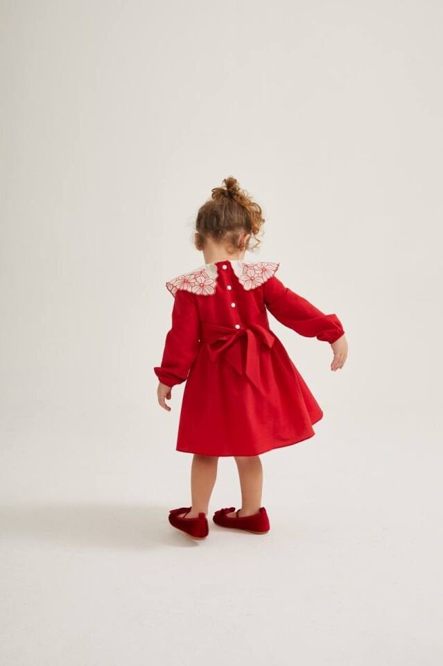 Bebe Yaka Kırmızı Elbise