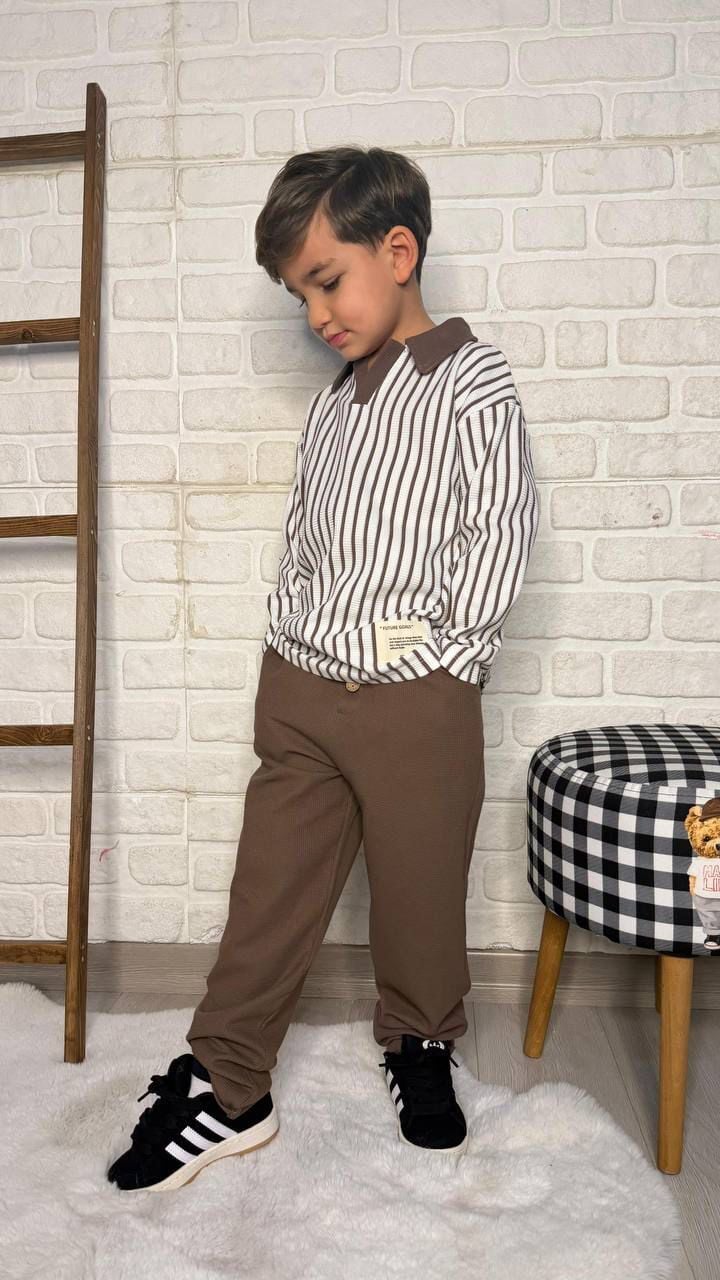 Gofre kumaş kahve takım