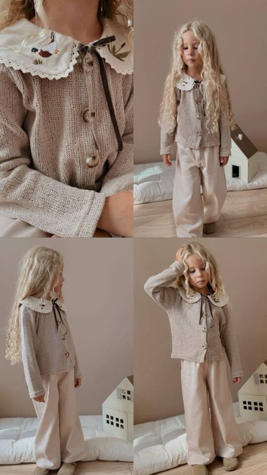 Bebe Yaka Triko Gabardin Takım