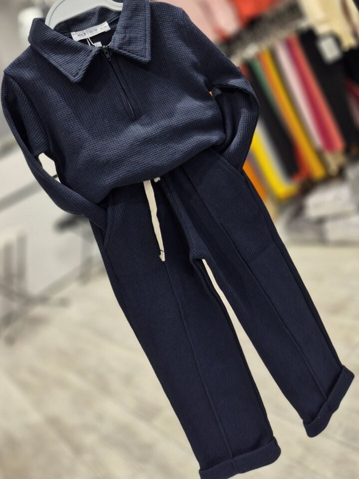 Gofre Kumaş Koyu Lacivert Takım