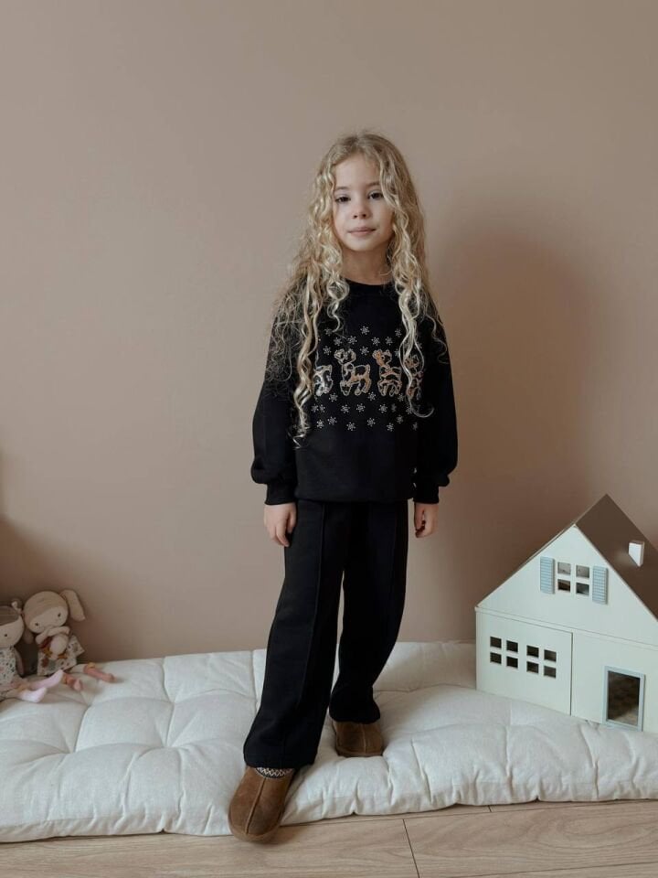 3 ip Şardonlu Geyikli Takım(Siyah)