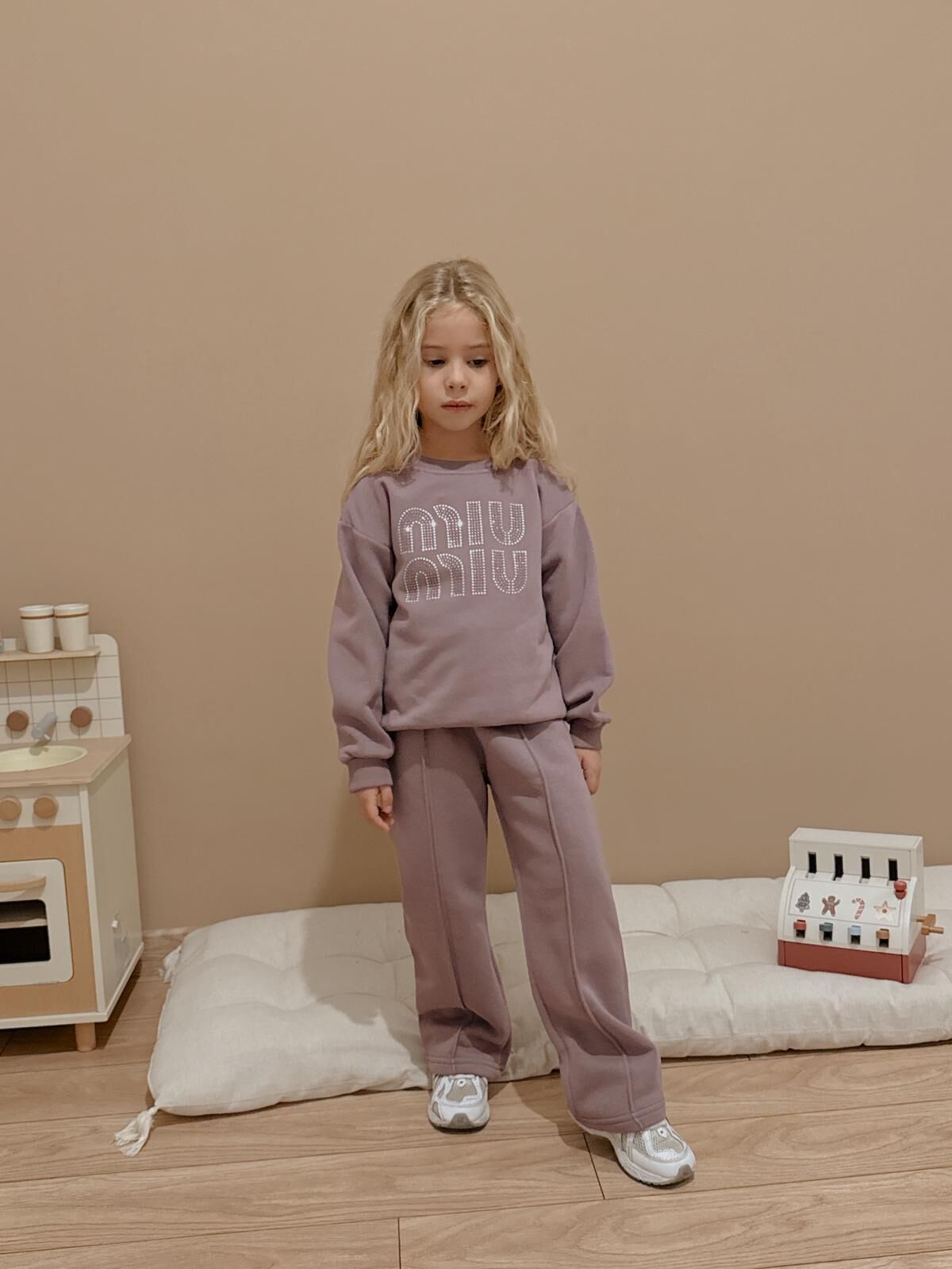 3 ip şardonlu Miu Miu takım (Mürdüm)