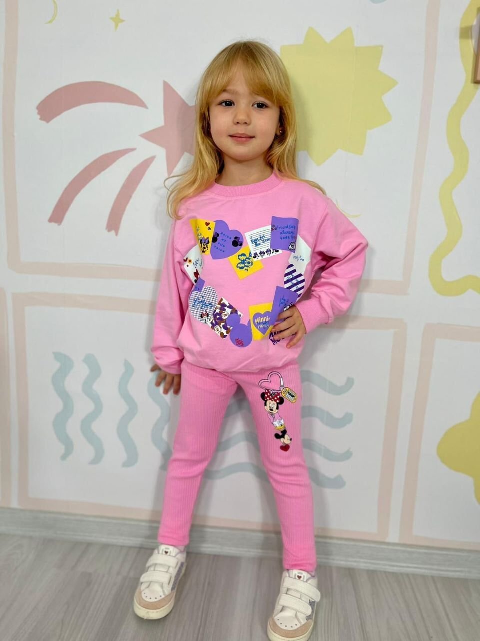 2 İplik Minnie Mouse Takım (Açık Pembe)