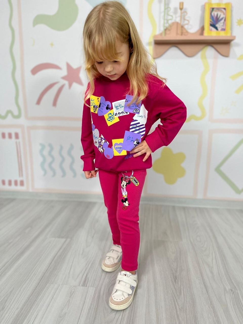 2 İplik Minnie Mouse Takım (Fuşya)