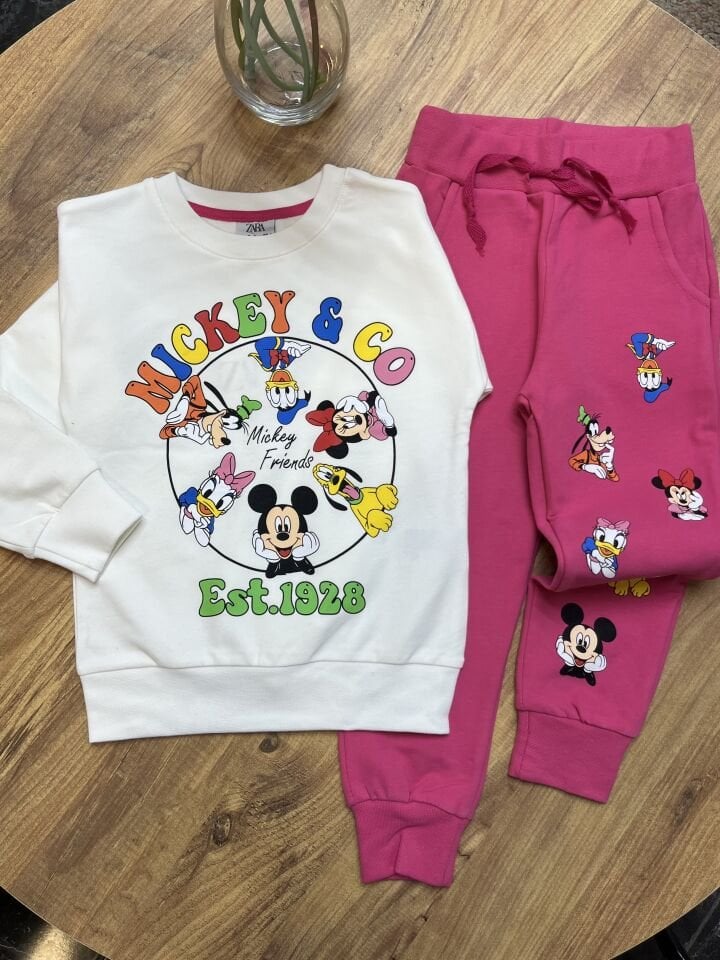 2 İplik Fırçalı Kumaş Minnie Takım