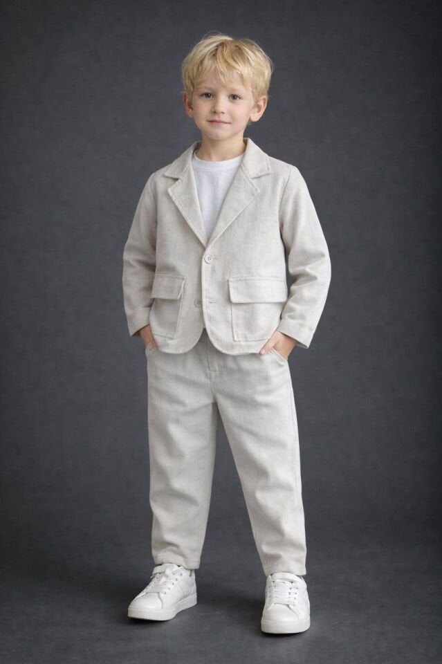 2'li Keten bej takım elbise