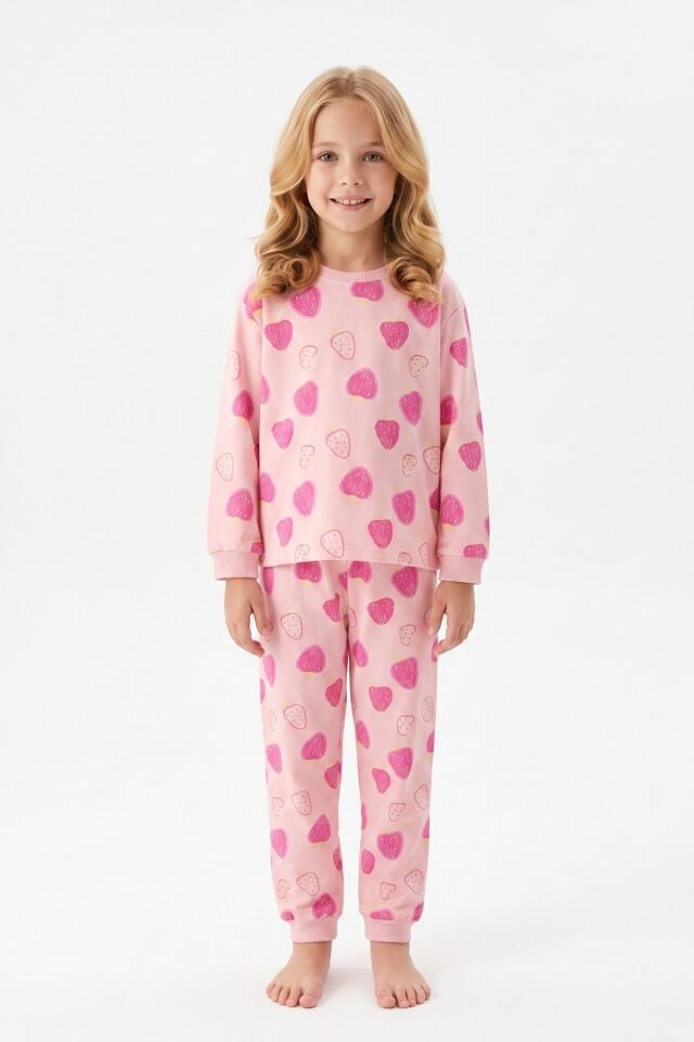 Kalp Baskılı Pijama Takımı (3-12 yaş)