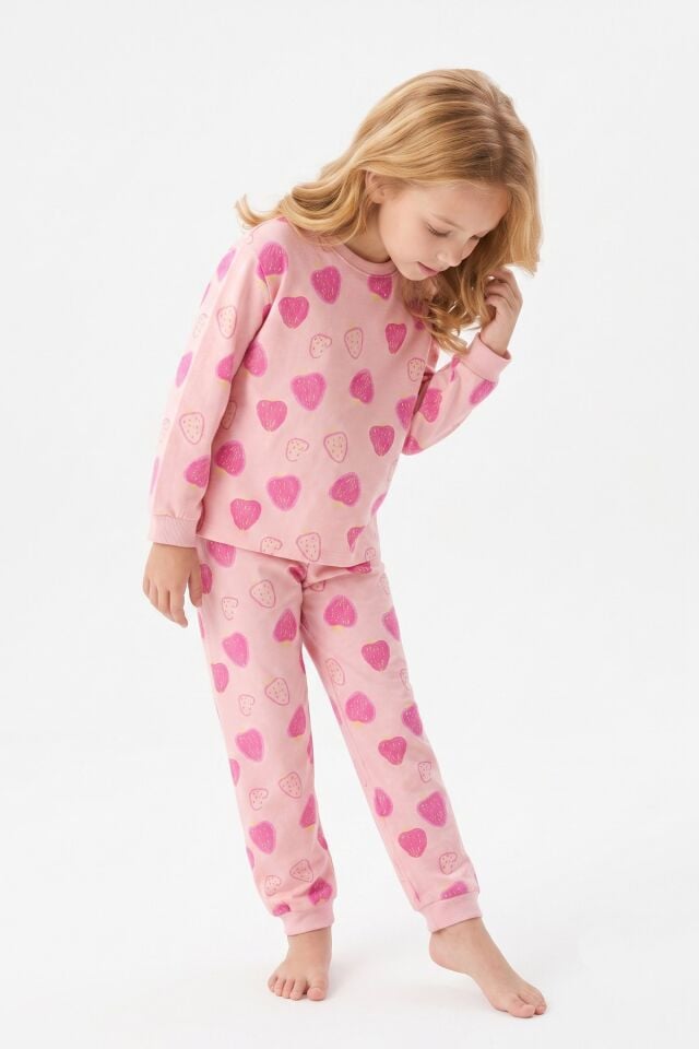 Kalp Baskılı Pijama Takımı (3-12 yaş)