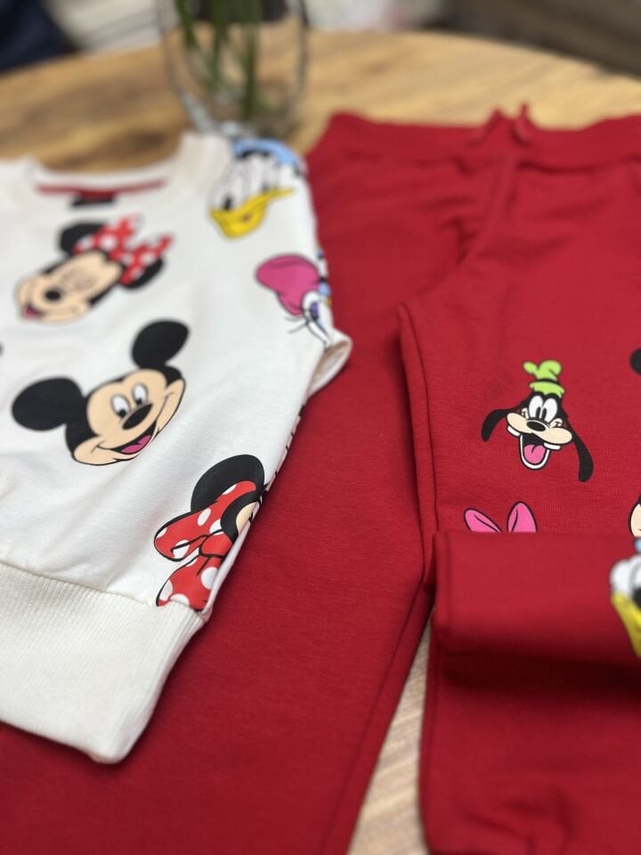 2 İplik Fırçalı Kumaş Minnie Takım