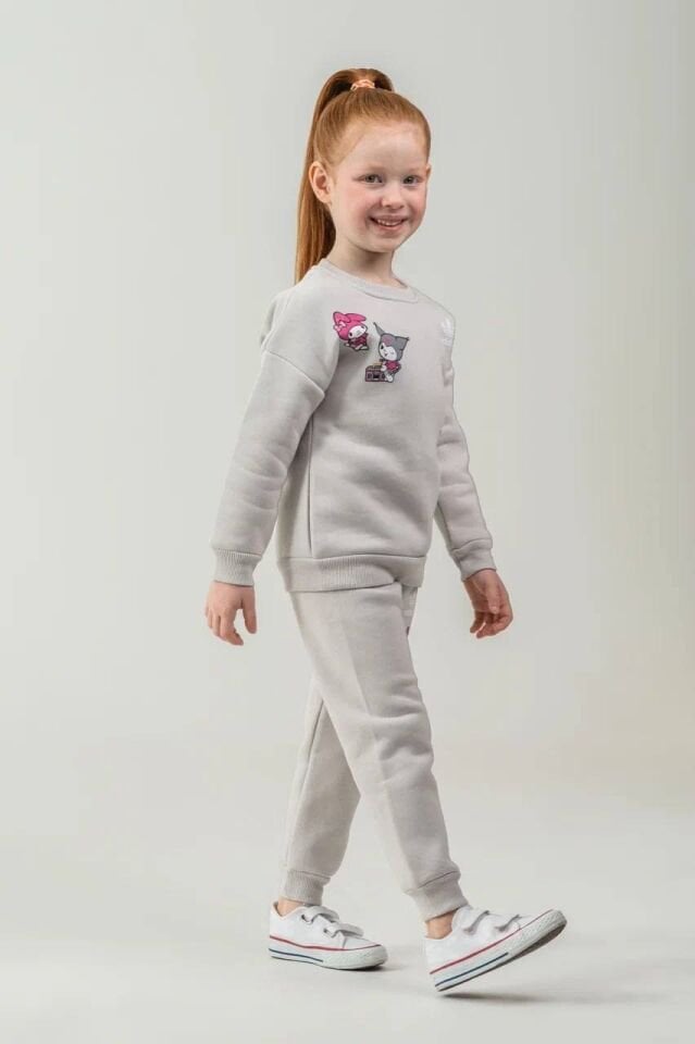 3 İplik Şardonlu Gri Kuromi Takım