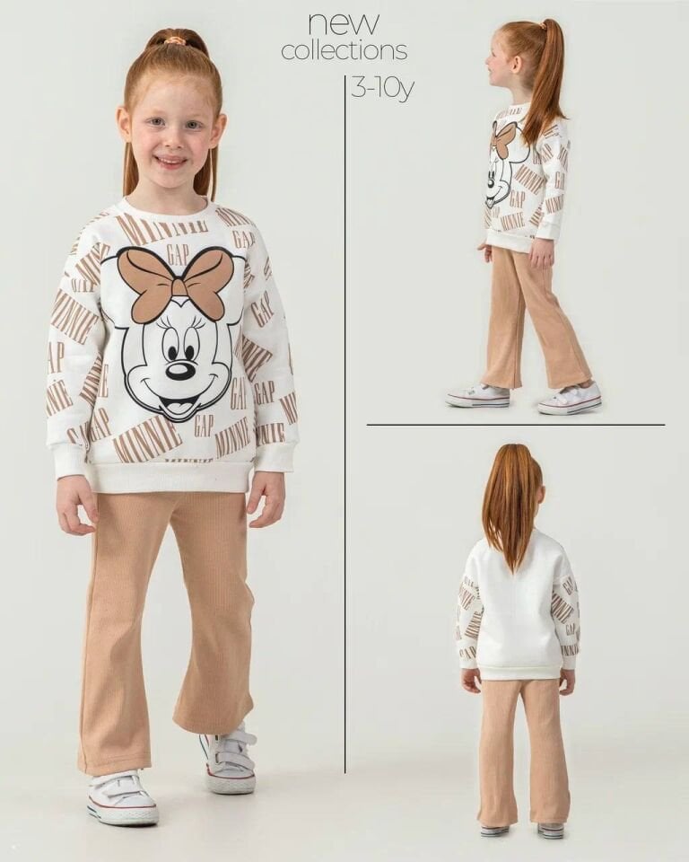 3 İplik Şardonlu Minnie Mouse Taytlı Takım