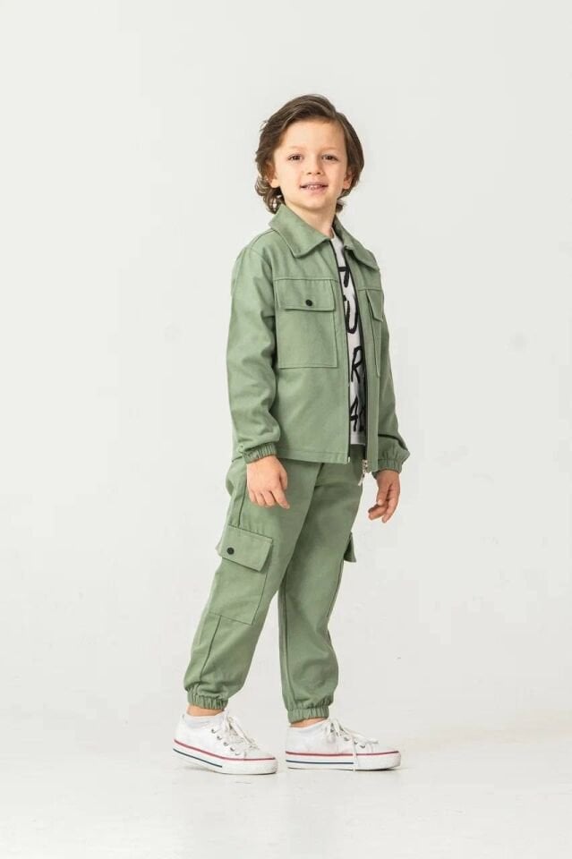 3’lü Gabardin Takım(Paçası Lastikli)