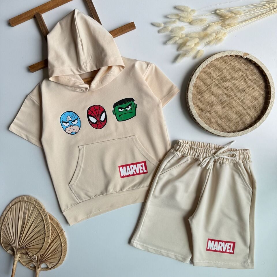 Kapüşonlu Marvel bej