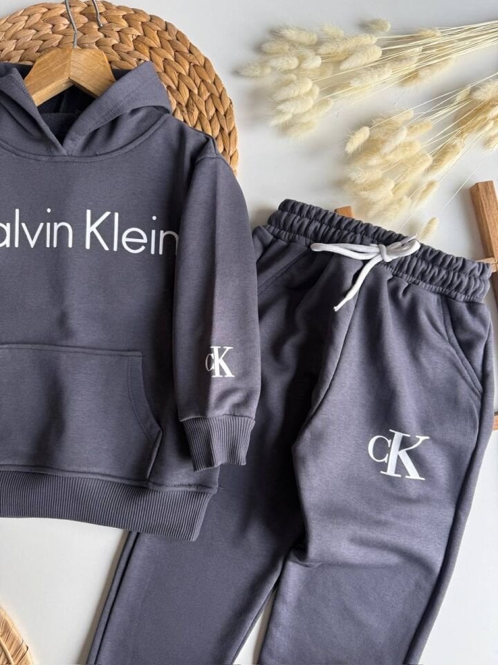3 ip kapüşonlu ck antrasit takım
