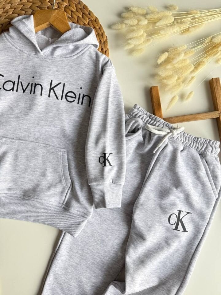 3 ip kapüşonlu gri takım