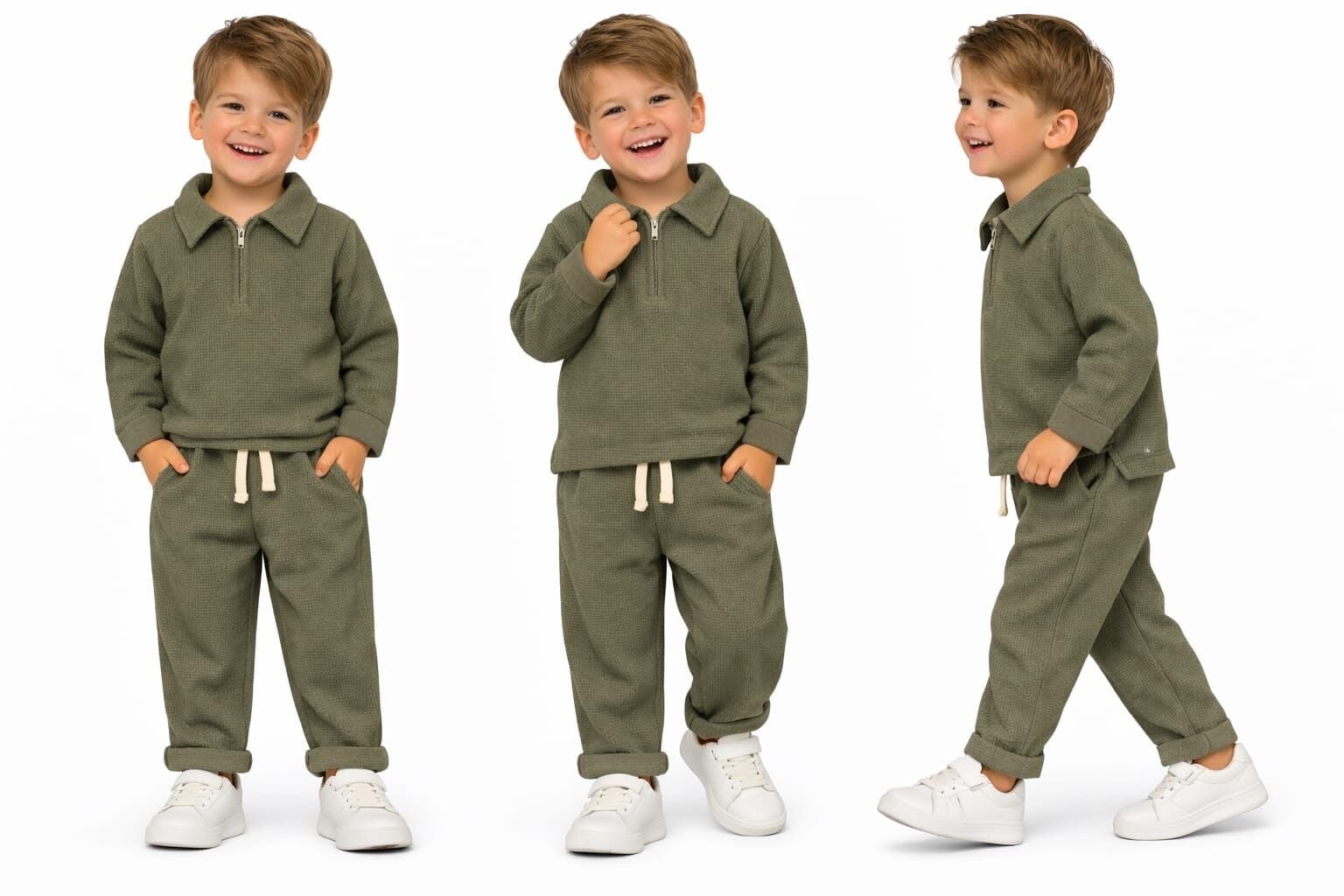 Gofre Kumaş Haki Takım