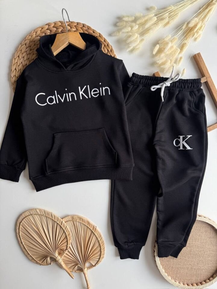 3 ip kapüşonlu ck siyah takım