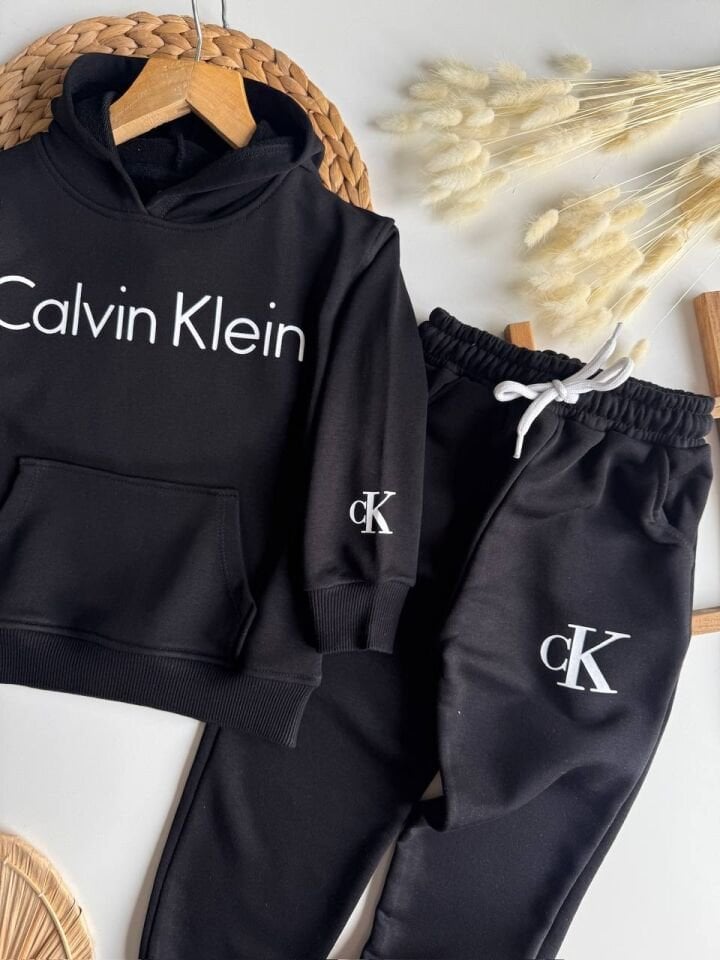 3 ip kapüşonlu ck siyah takım