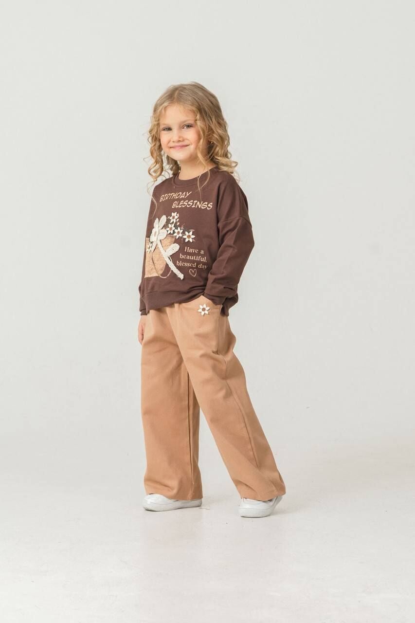 Çiçek Desenli Gabardin Pantolon