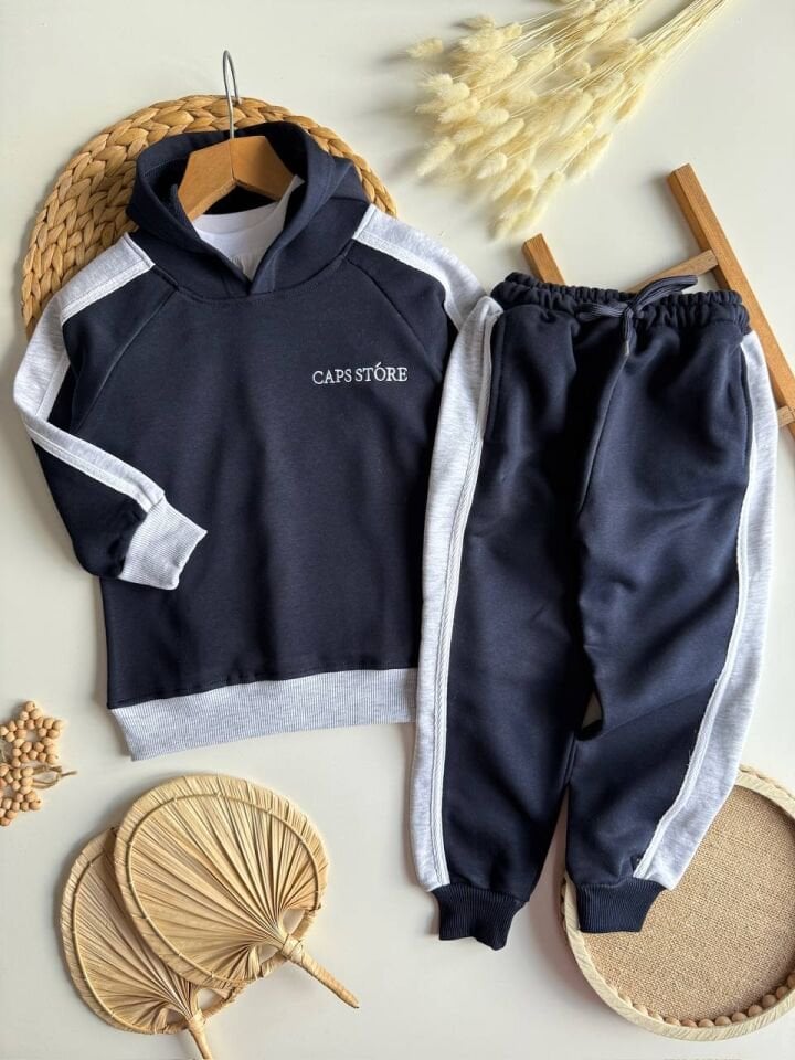 3 ip kapüşonlu Lacivert Takım