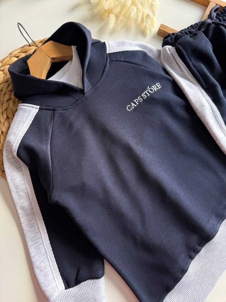 3 ip kapüşonlu Lacivert Takım