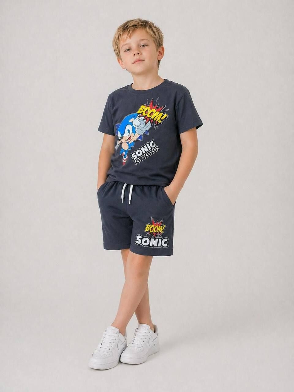 Antrasit Sonic şortlu takım