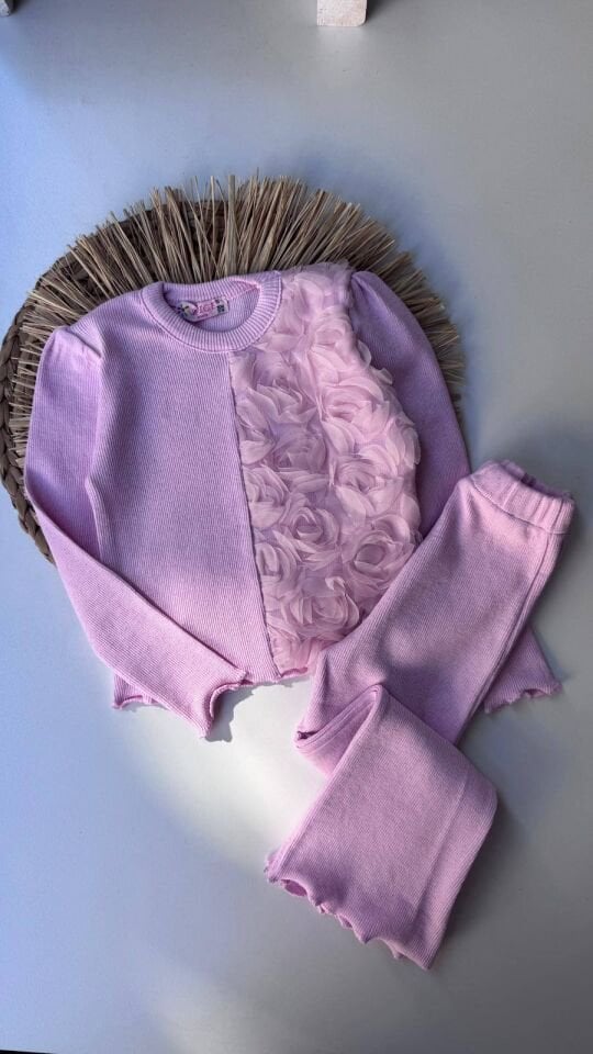 Fitilli güllü taytlı takım