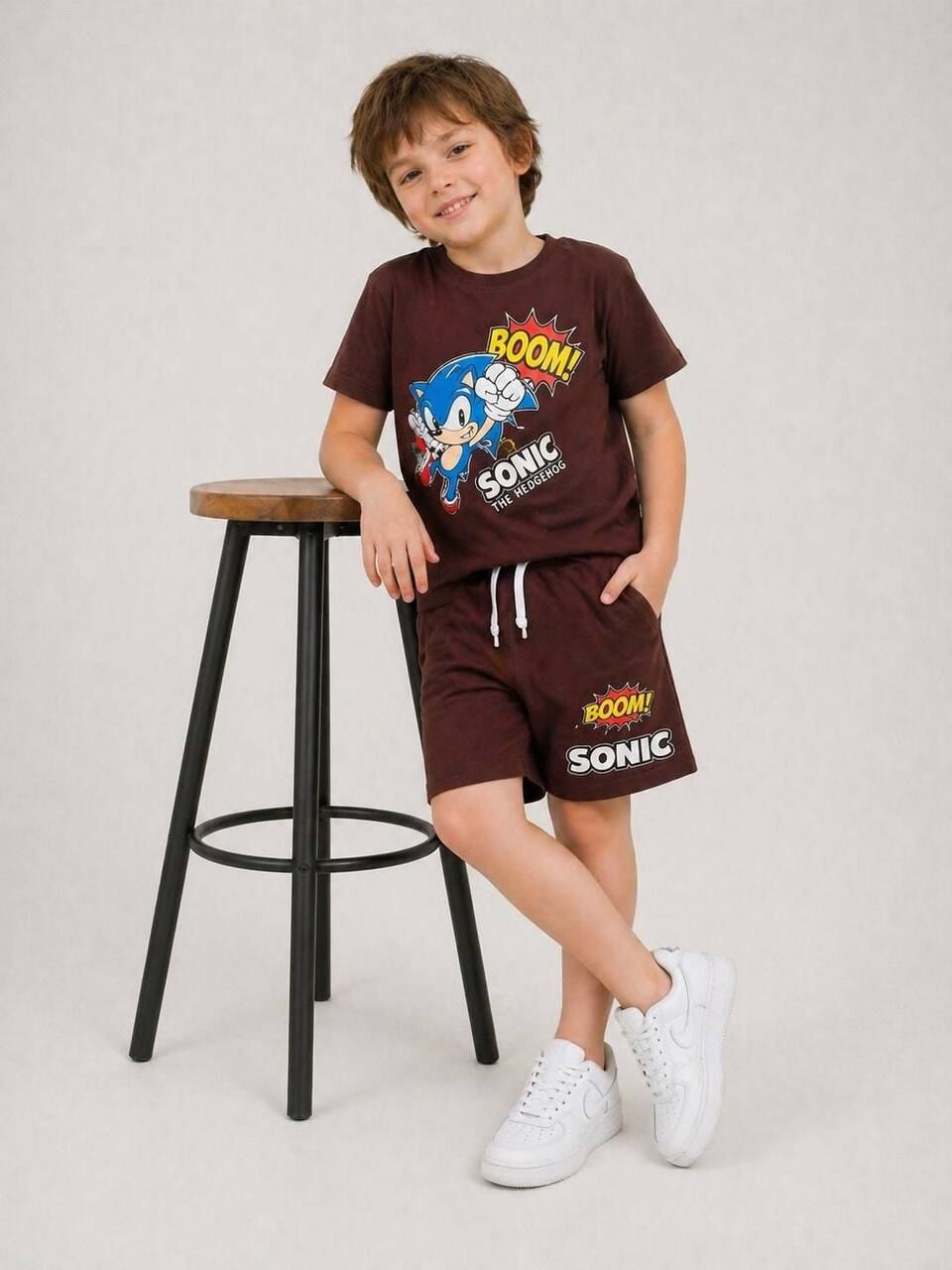 Kahve Sonic şortlu takım