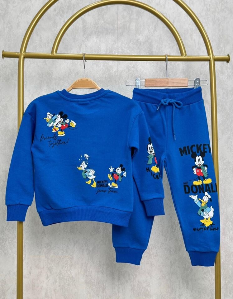 3 İplik Fırçalı Kumaş Mickey Mouse Takım