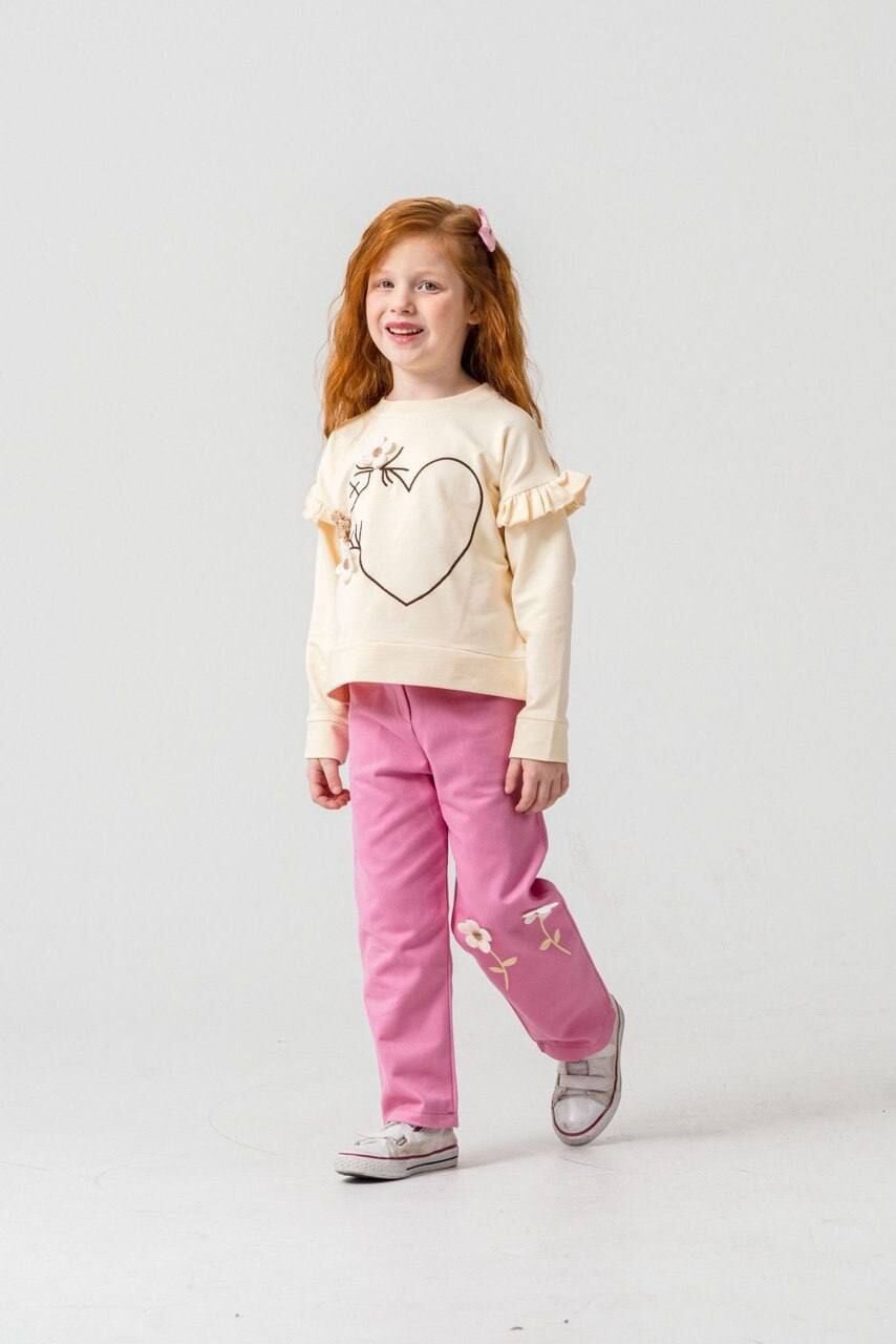 Çiçek Desenli Gabardin Pantolon