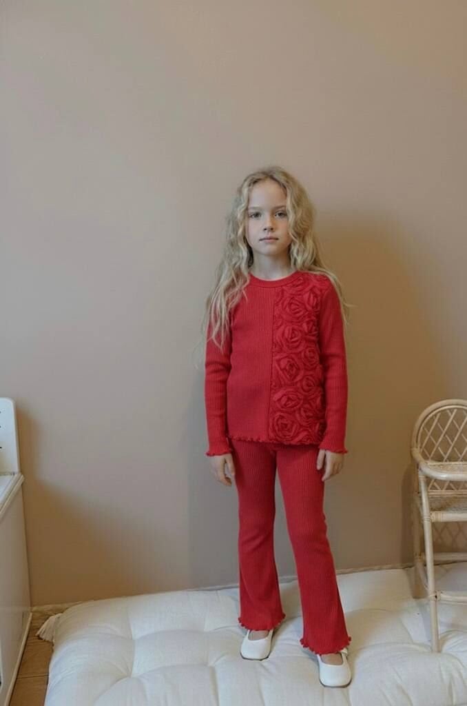 Fitilli güllü kırmızı takım