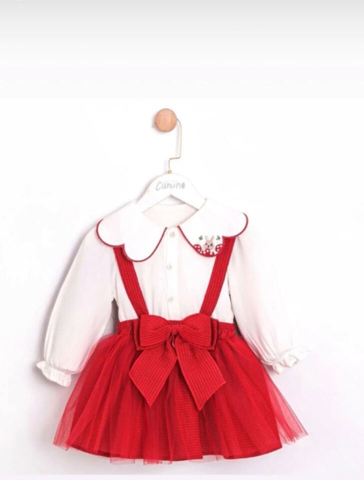 Tütü Etekli Salopet Kırmızı Elbise