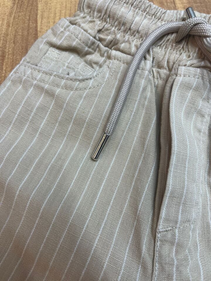 Çizgili Pantolon(Bej Rengi Çizgili)