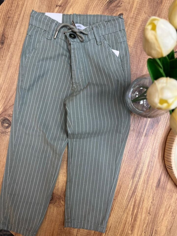 Çizgili Pantolon(Bej Rengi Çizgili)(Bebek)(6ay-3yaş)