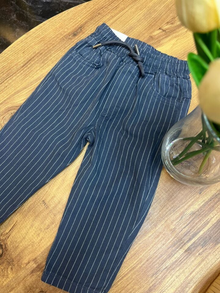 Çizgili Pantolon(Lacivert Rengi Çizgili)(Bebek)(6ay-3yaş)