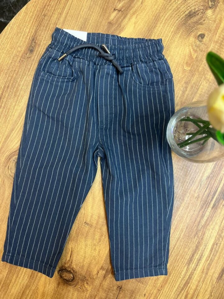 Çizgili Pantolon(Lacivert Rengi Çizgili)(Bebek)(6ay-3yaş)