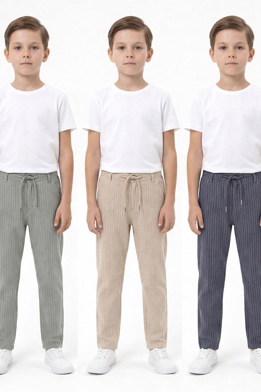 Çizgili Pantolon(Haki Rengi Çizgili)(Bebek)(6ay-3yaş)