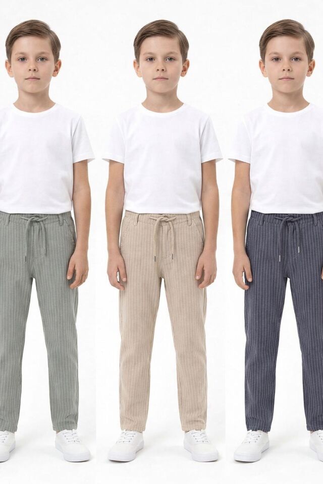 Çizgili Pantolon(Haki Rengi Çizgili)(Bebek)(6ay-3yaş)