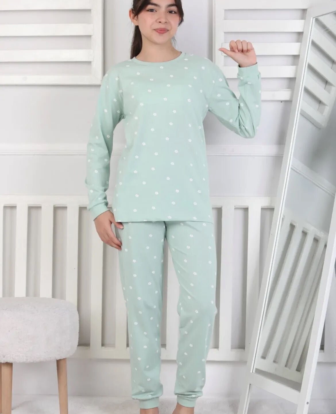 Çiçek Desenli Pijama Takım(8-14)