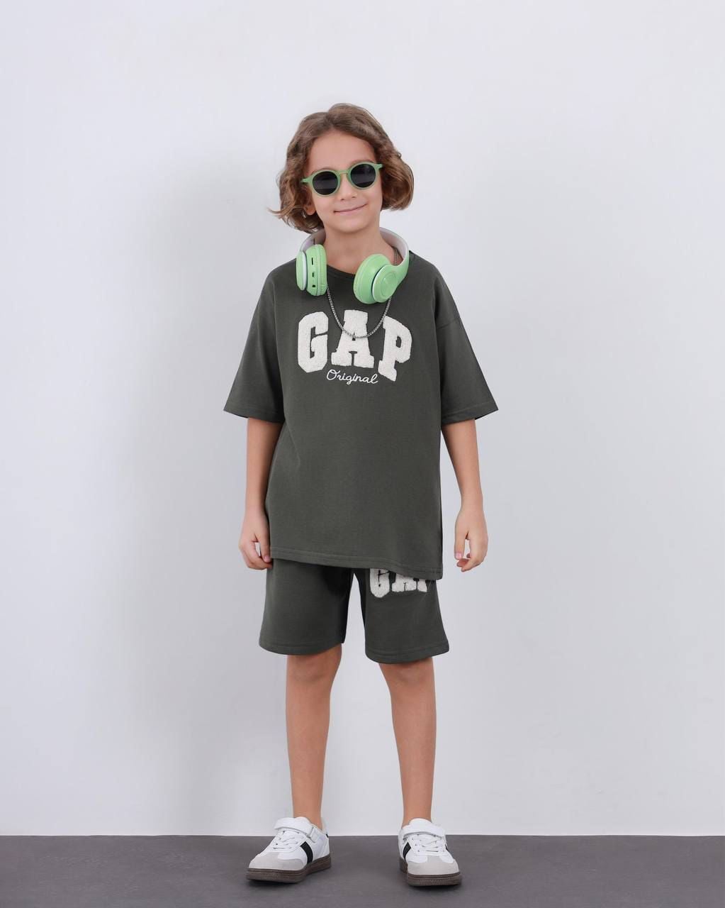 2 İplik Haki Şortlu Takım