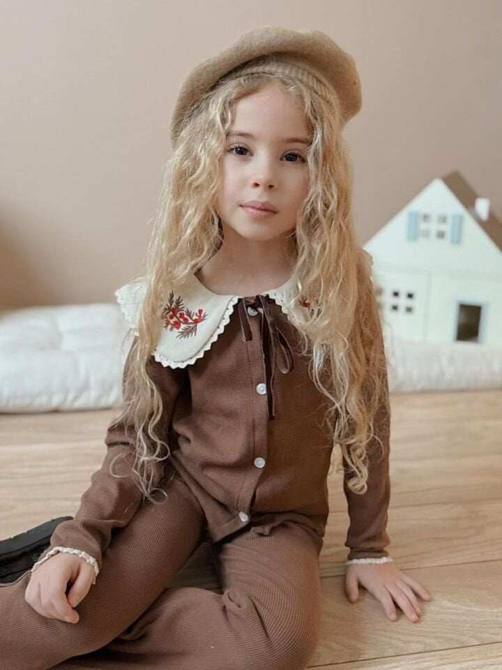 Bebe Yaka Fitilli Kumaş Taytlı Takım